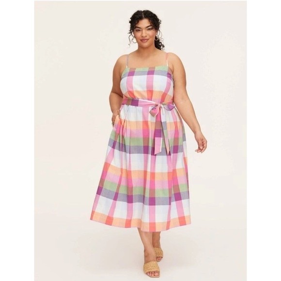 kate spade Dresses & Skirts - Women's Plaid Tie-Waist Midi Dress - kate spade new‎ york Red/Pink/Green/Blue 1X